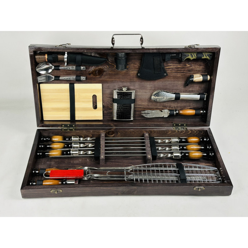 Подарунковий набір для пікніка ШАШЛИЧНИК ЛАЙТ, ручної роботи (шампура і аксесуари)