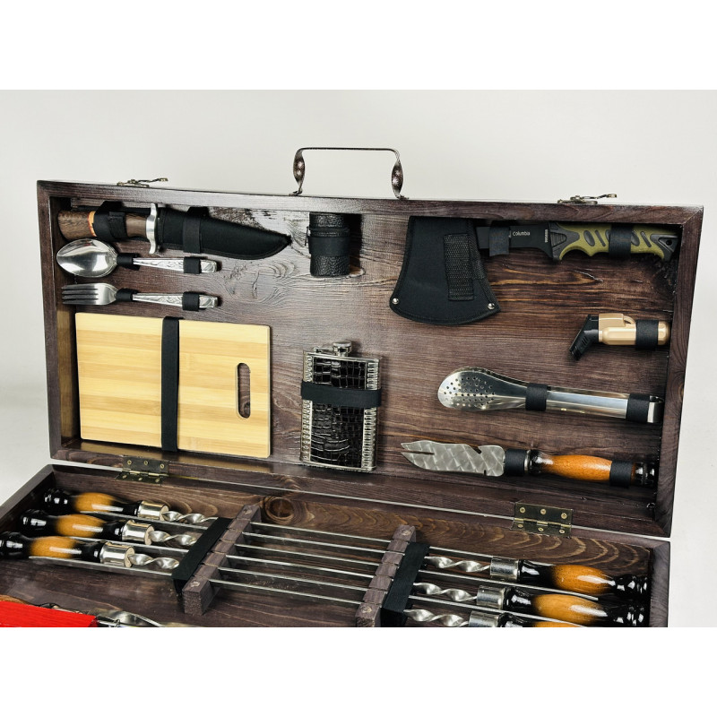 Подарунковий набір для пікніка ШАШЛИЧНИК ЛАЙТ, ручної роботи (шампура і аксесуари)