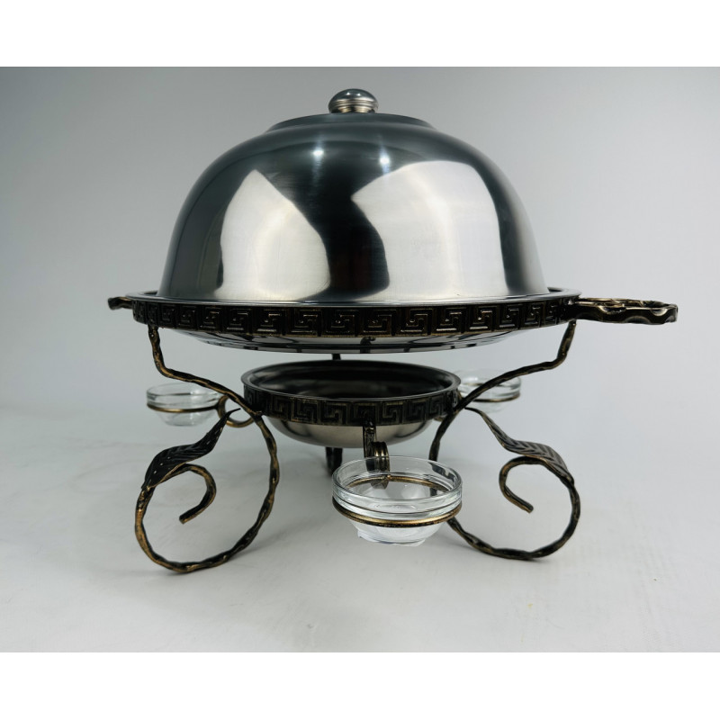 Садж для подачі (підігріву) шашлику 36 см. з соусницами + кришка "ГРЕЦІЯ"