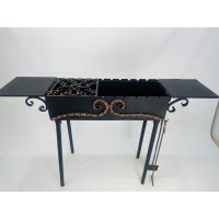 Стаціонарний мангал 3 мм, зі зйомними ніжками і двома боковими столиками