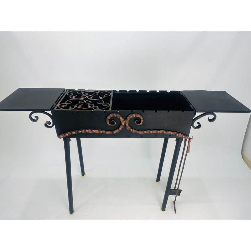 Стаціонарний мангал 3 мм, зі зйомними ніжками і двома боковими столиками