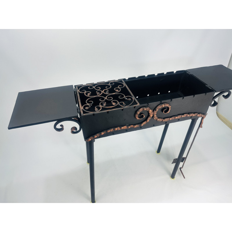 Стаціонарний мангал 3 мм, зі зйомними ніжками і двома боковими столиками