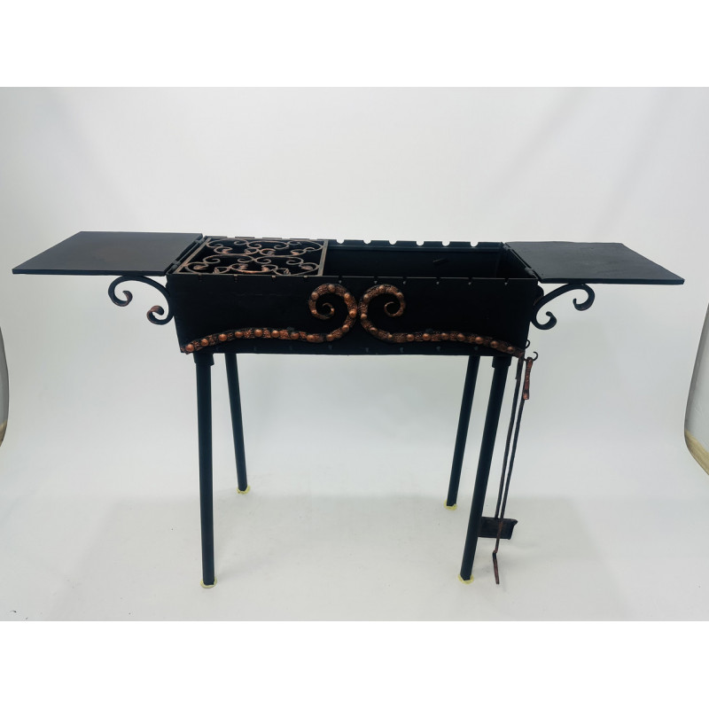 Стаціонарний мангал 3 мм, зі зйомними ніжками і двома боковими столиками