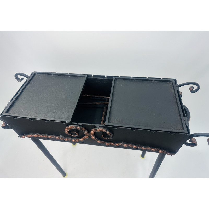 Стаціонарний мангал 3 мм, зі зйомними ніжками і двома боковими столиками