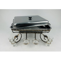 Садж прямокутний з соусницями та чарками