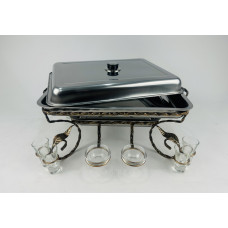 Садж прямокутний з соусницями та чарками