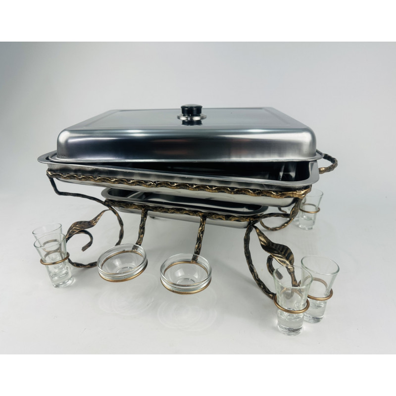 Садж прямокутний з соусницями та чарками