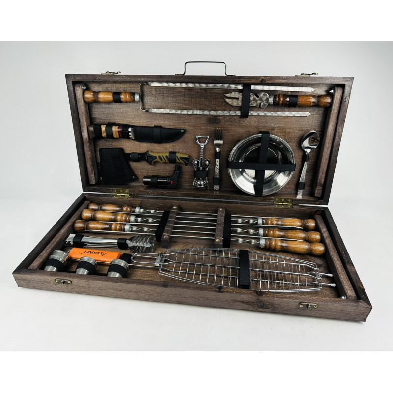 Подарунковий набір для пікніка GRILL MASTER кизляр, ручної роботи (шампура і аксесуари)