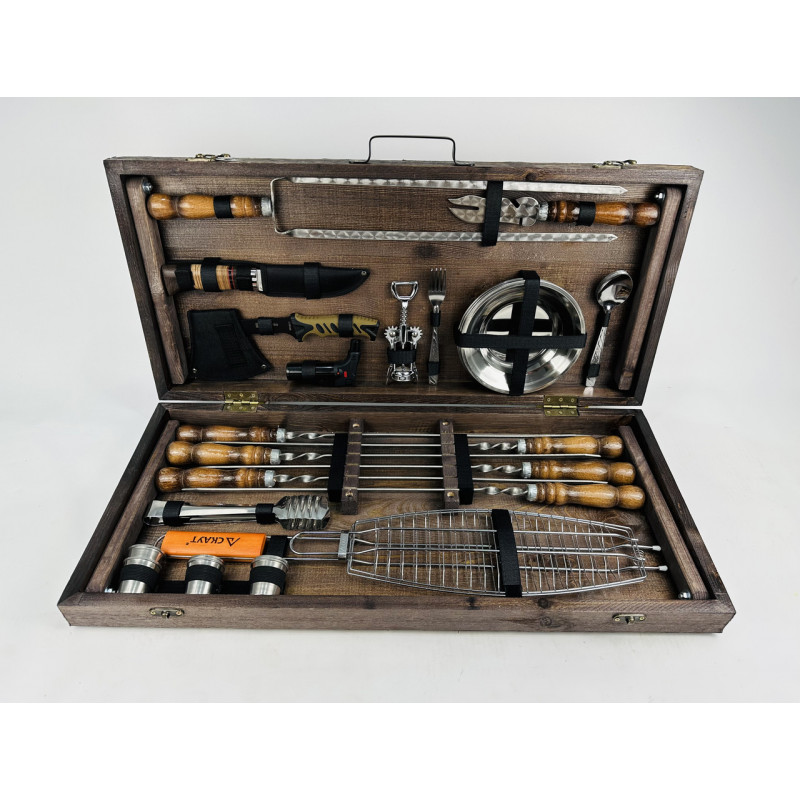 Подарунковий набір для пікніка GRILL MASTER кизляр, ручної роботи (шампура і аксесуари)