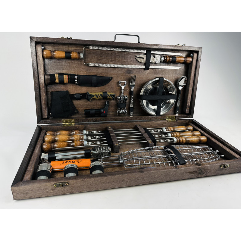 Подарунковий набір для пікніка GRILL MASTER кизляр, ручної роботи (шампура і аксесуари)
