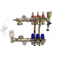 Колектор для теплої підлоги в складі на 3 контури латунний "KOER"