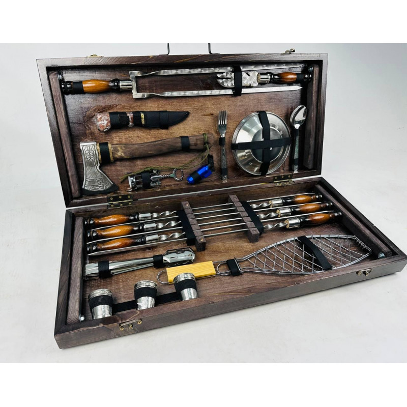 Подарунковий набір для пікніка МЕГА, ручної роботи (шампура і аксесуари)