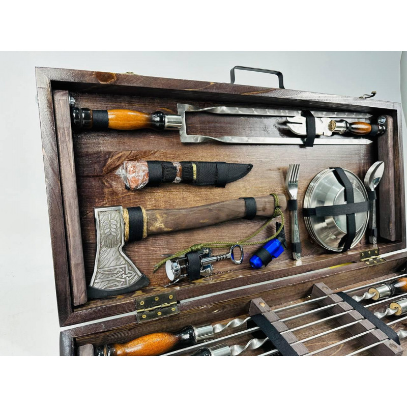 Подарунковий набір для пікніка МЕГА, ручної роботи (шампура і аксесуари)