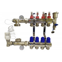 Колектор для теплої підлоги в складі на 4 контури латунний "KOER"