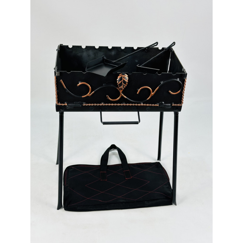 Мангал-валіза кована на 8 шампурів, 2 мм. (мангал, чохол, кочерга і совок)