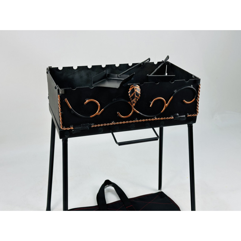 Мангал-валіза кована на 8 шампурів, 2 мм. (мангал, чохол, кочерга і совок)