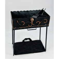 Мангал-валіза кована на 10 шампурів, 2 мм. (мангал, чохол, кочерга і совок)