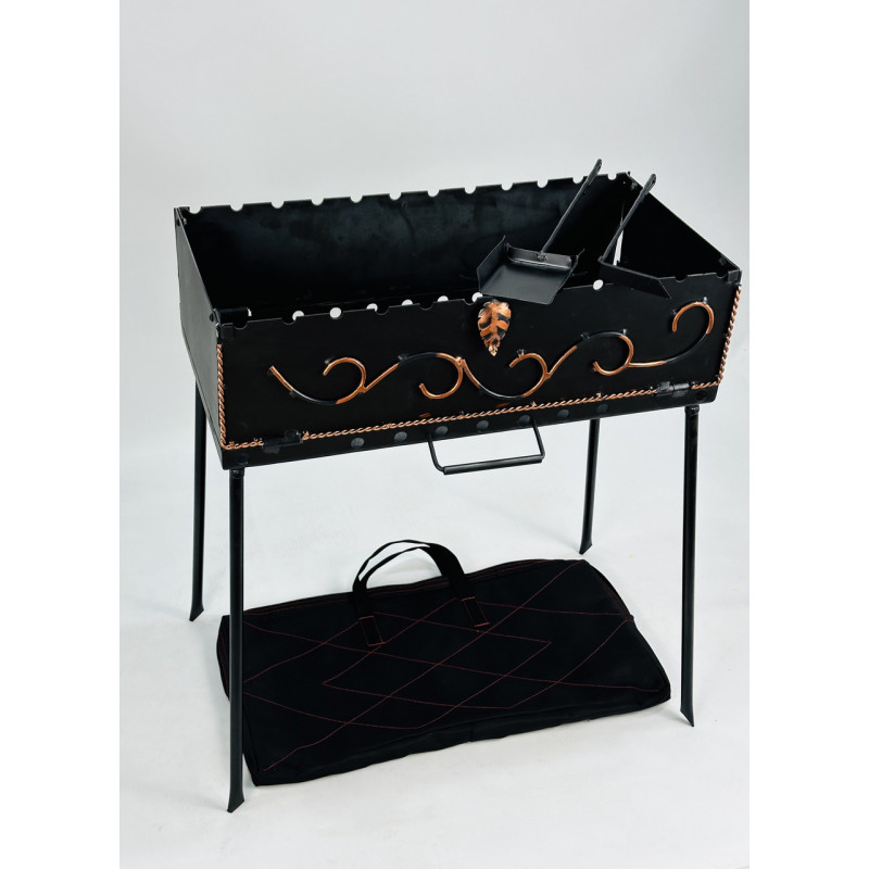 Мангал-валіза кована на 12 шампурів, 2 мм. (мангал, чохол, кочерга і совок)