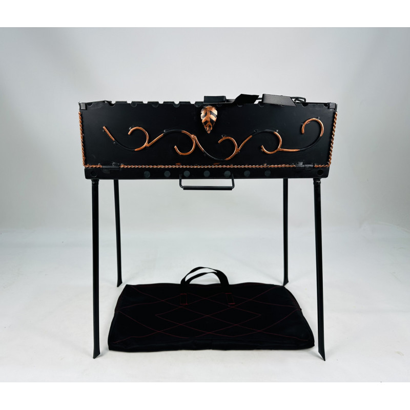 Мангал-валіза кована на 12 шампурів, 2 мм. (мангал, чохол, кочерга і совок)