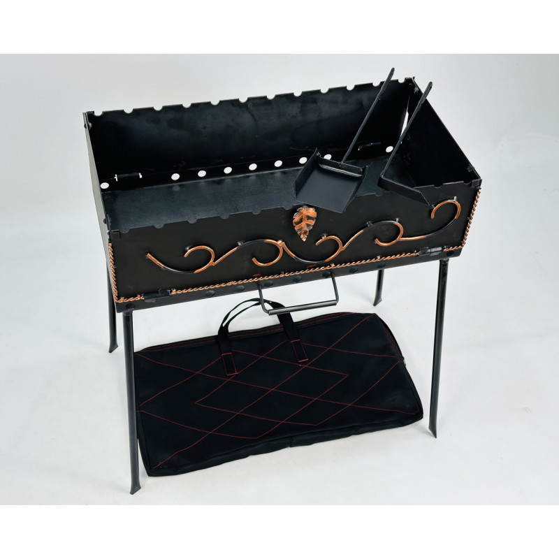 Мангал-валіза кована на 12 шампурів, 2 мм. (мангал, чохол, кочерга і совок)