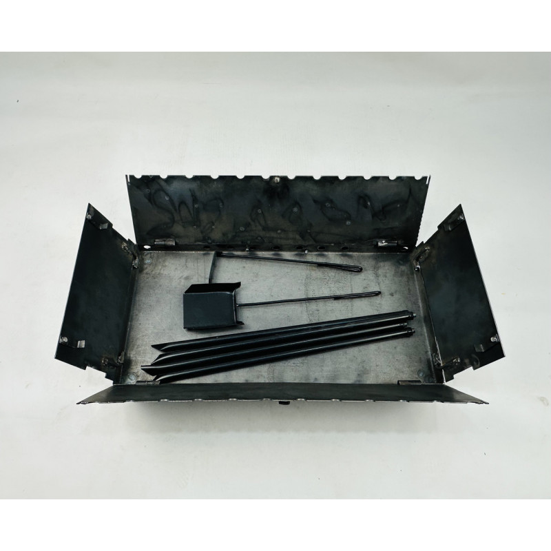 Мангал-валіза кована на 12 шампурів, 2 мм. (мангал, чохол, кочерга і совок)