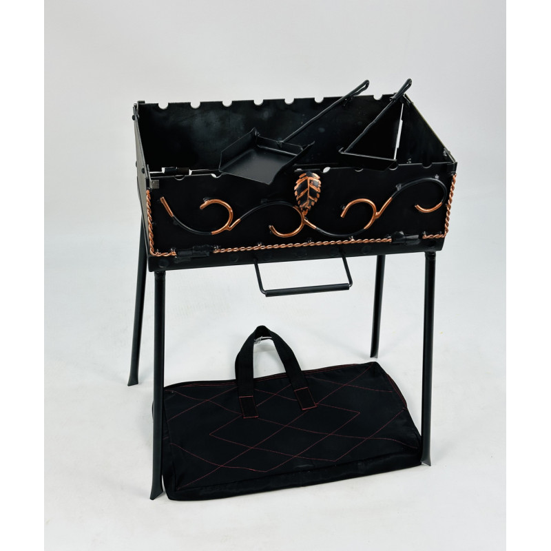 Мангал-валіза кована на 8 шампурів, 3 мм. (мангал, чохол, кочерга і совок)