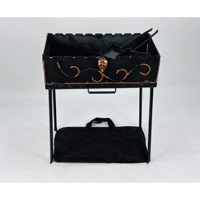 Мангал-валіза кована на 10 шампурів, 3 мм. (мангал, чохол, кочерга і совок)