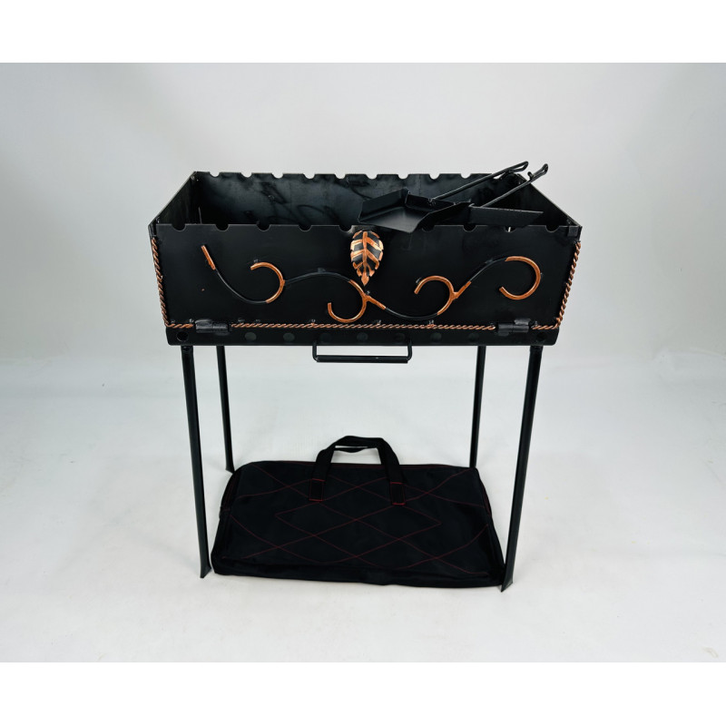 Мангал-валіза кована на 10 шампурів, 3 мм. (мангал, чохол, кочерга і совок)