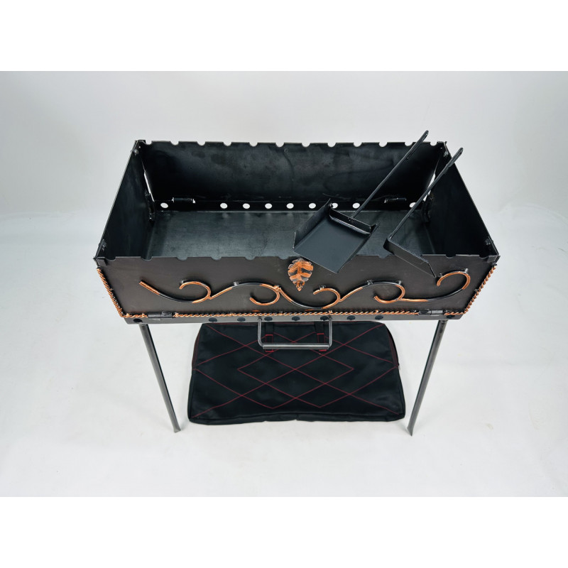 Мангал-валіза кована на 12 шампурів, 3 мм. (мангал, чохол, кочерга і совок)