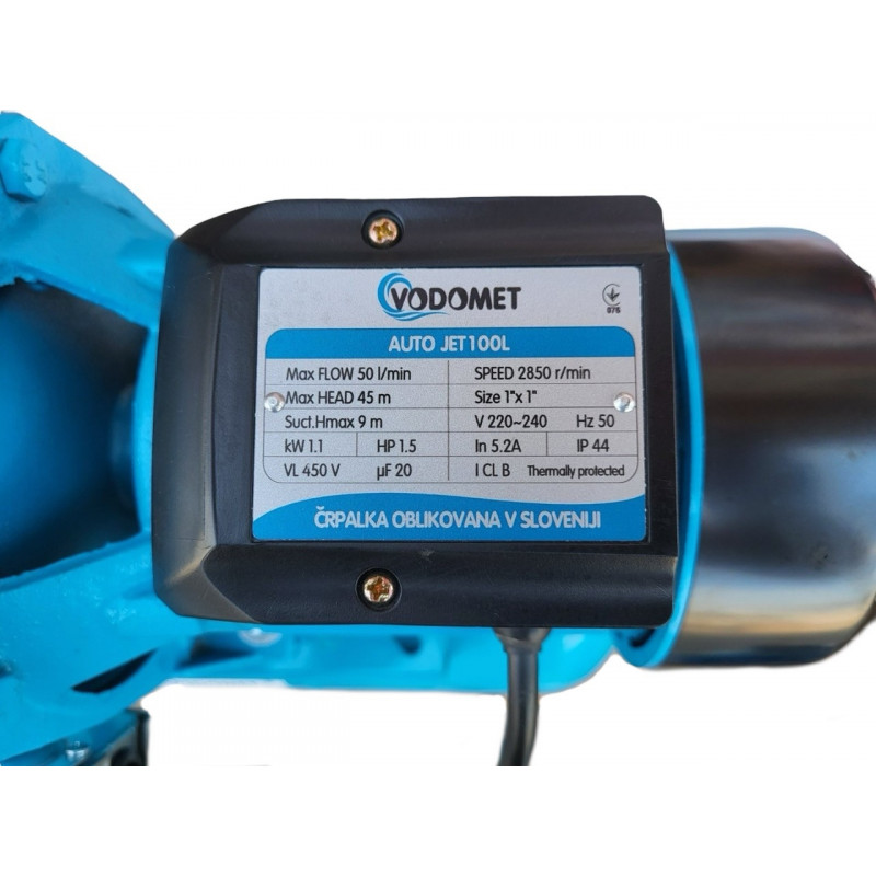 Насосна станція 24 літри, насос JET100L, Q = 3 кб/м, P = 1100 Вт, "Vomomet" Словенія