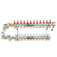 Колектор для теплої підлоги в сборі на 12 контурів латунний "EUROPRODUCT"