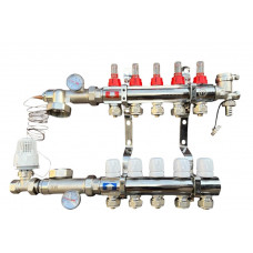 Колектор для теплої підлоги в складі на 5 контурів латунний "EUROPRODUCT"