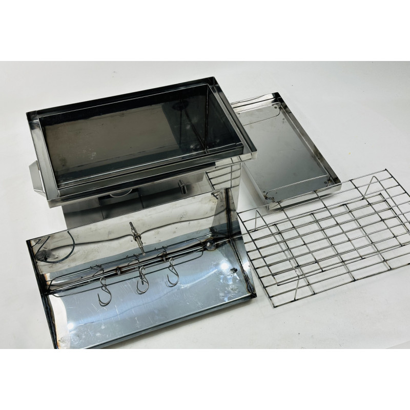 Коптильня для гарячого копчення з нержавіючої сталі 2 мм (50х30х33см.) + градусник