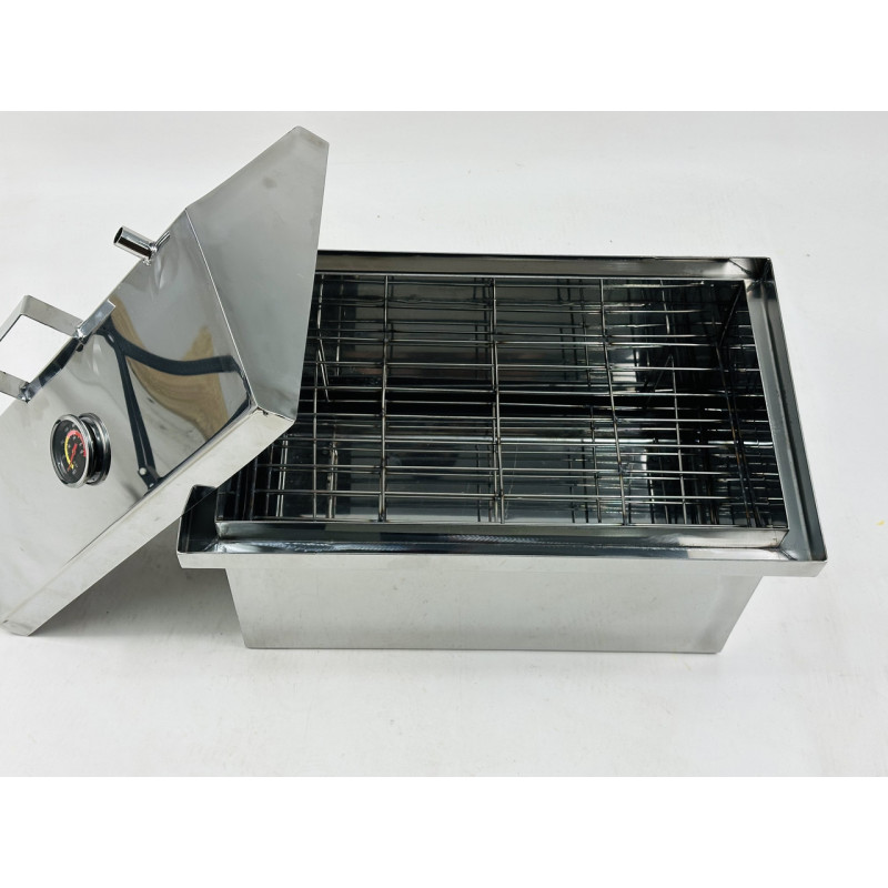 Коптильня для гарячого копчення з нержавіючої сталі 2 мм (50х30х33см.) + градусник