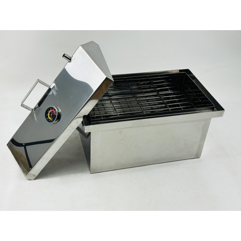 Коптильня для гарячого копчення з нержавіючої сталі 2 мм (50х30х33см.) + градусник