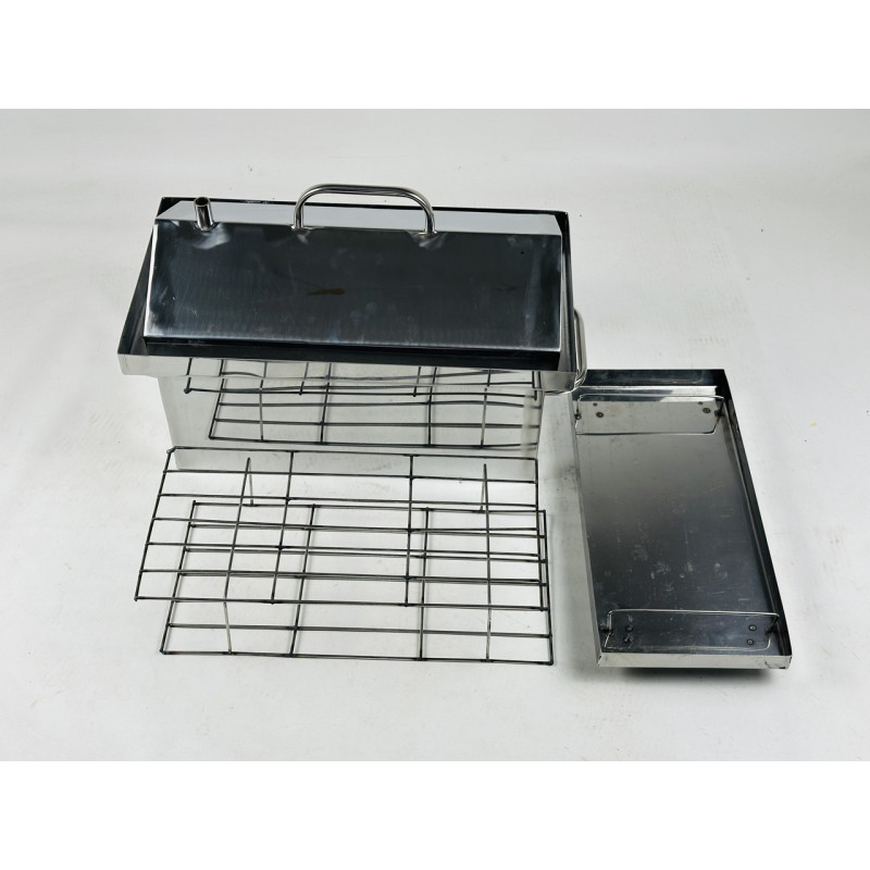 Коптильня для гарячого копчення з нержавіючої сталі 2 мм (45х25х27см.), маленька