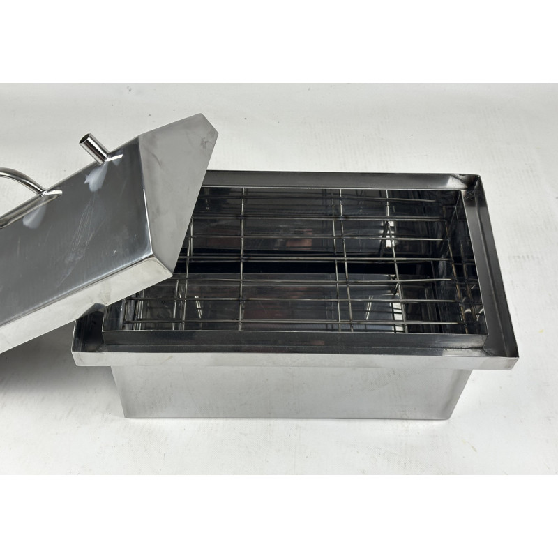 Коптильня для гарячого копчення з нержавіючої сталі 2 мм (45х25х27см.), маленька