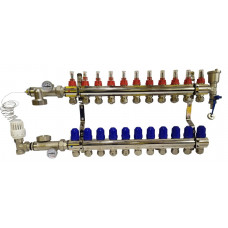 Колектор для теплої підлоги в сборі на 11 контурів латунний "KOER"