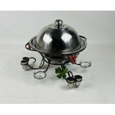 Садж для подачі (підігріву) шашлику 36 див. з соусницами і чарками + кришка "ВИНОГРАД"