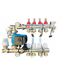 Колектор для теплої підлоги в складі на 4 контури з насосом латунний "EUROPRODUCT"
