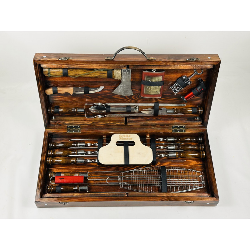 Подарунковий набір для пікніка ГЕТЬМАН, ручної роботи (кейс-стіл)