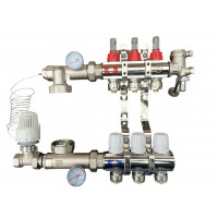 Колектор для теплої підлоги в складі на 3 контури латунний "EUROPRODUCT"