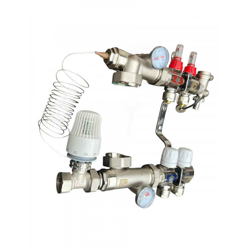 Колектор для теплої підлоги в складі на 2 контури латунний "EUROPRODUCT"