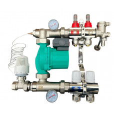 Колектор для теплої підлоги в складі на 2 контури з насосом латунний "EUROPRODUCT"