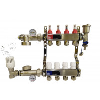 Колектор для теплої підлоги на 4 контури в зборі, «Europroduct» НЕРЖАВІЙКА