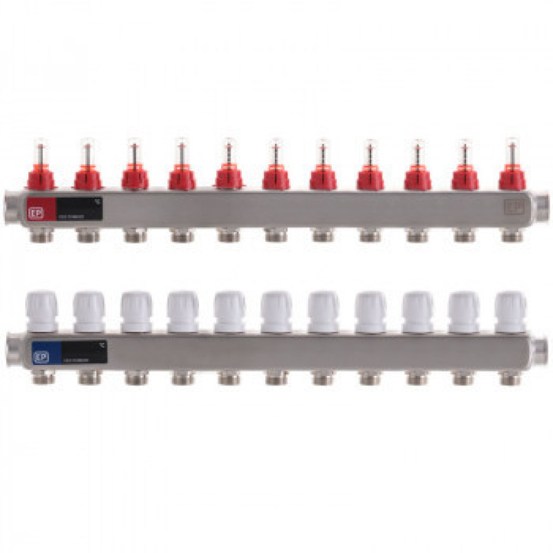 Колектор для теплої підлоги у зборі на 11 контурів, "Europroduct" НЕРЖАВІЙКА