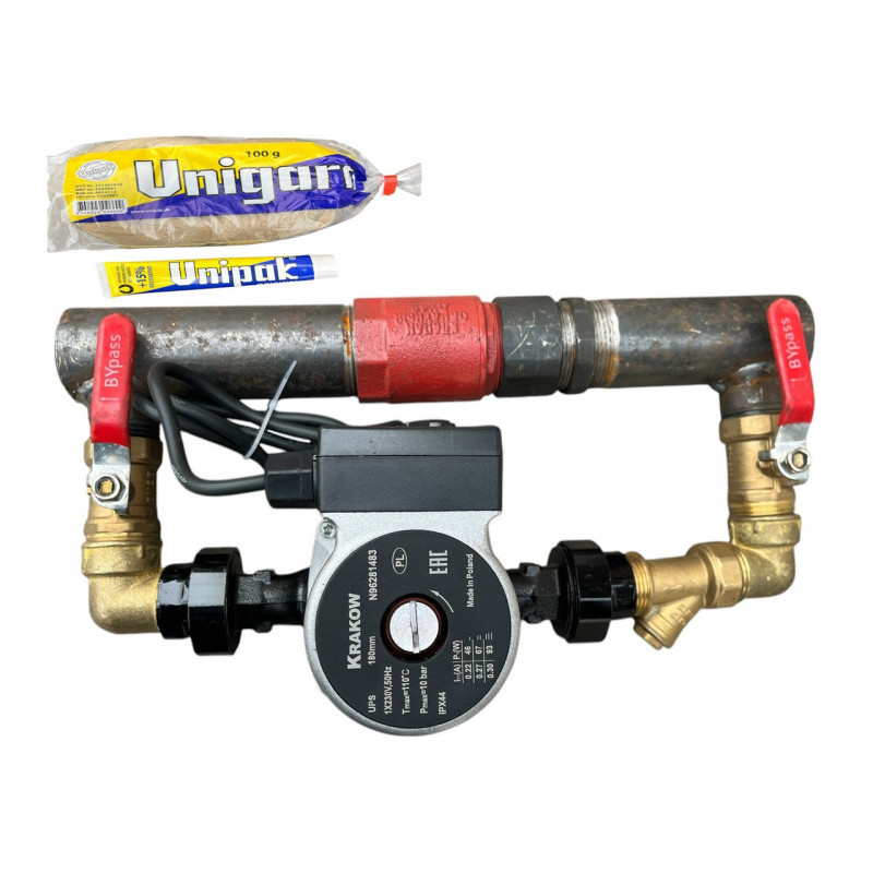 Байпас в зборі 1"1/2 (ДУ 40) з чавунним клапаном короткий (390 мм)