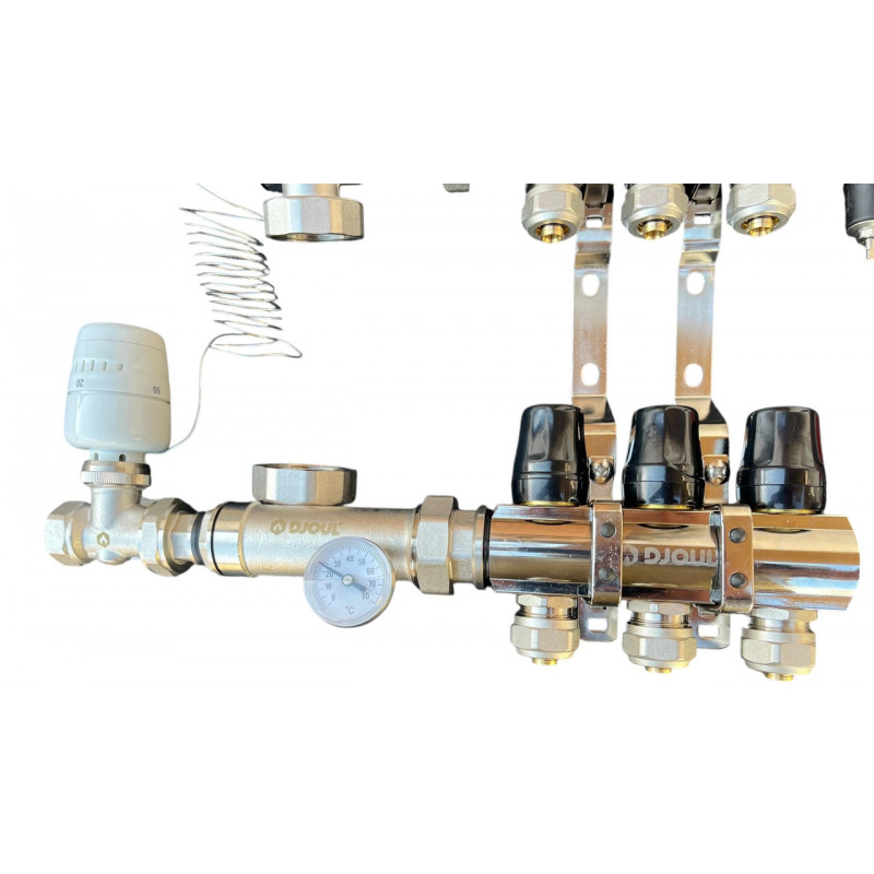 Колектор для теплої підлоги в складі на 3 контури, латунний (без насоса) "DJOUL" Турція