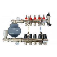 Колектор для теплої підлоги в складі на 5 контурів, латунний (без насоса) «DJOUL» Туреччина