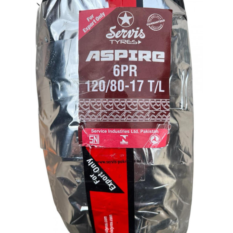 Покрышка 120/80-17 M/С 61S (6PR), TUBELESS (TL), "Servis Tyres" Pakistan